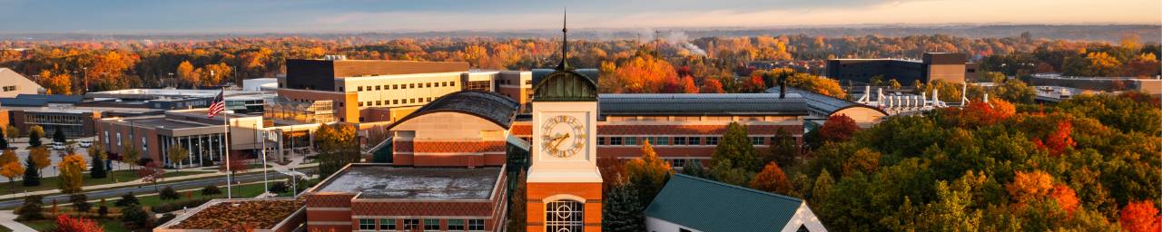 campus photo in fall aerial